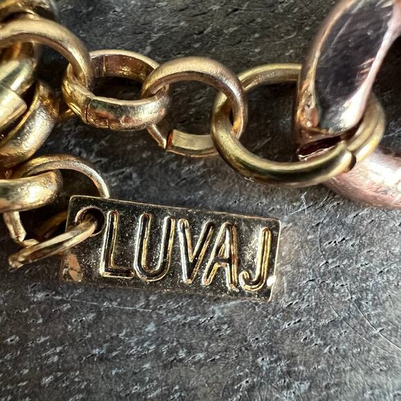 Luv AJ Metallic Ombre Gold, Silver, Rose Gold Chunky Link Bracelet - Picture 3 of 4